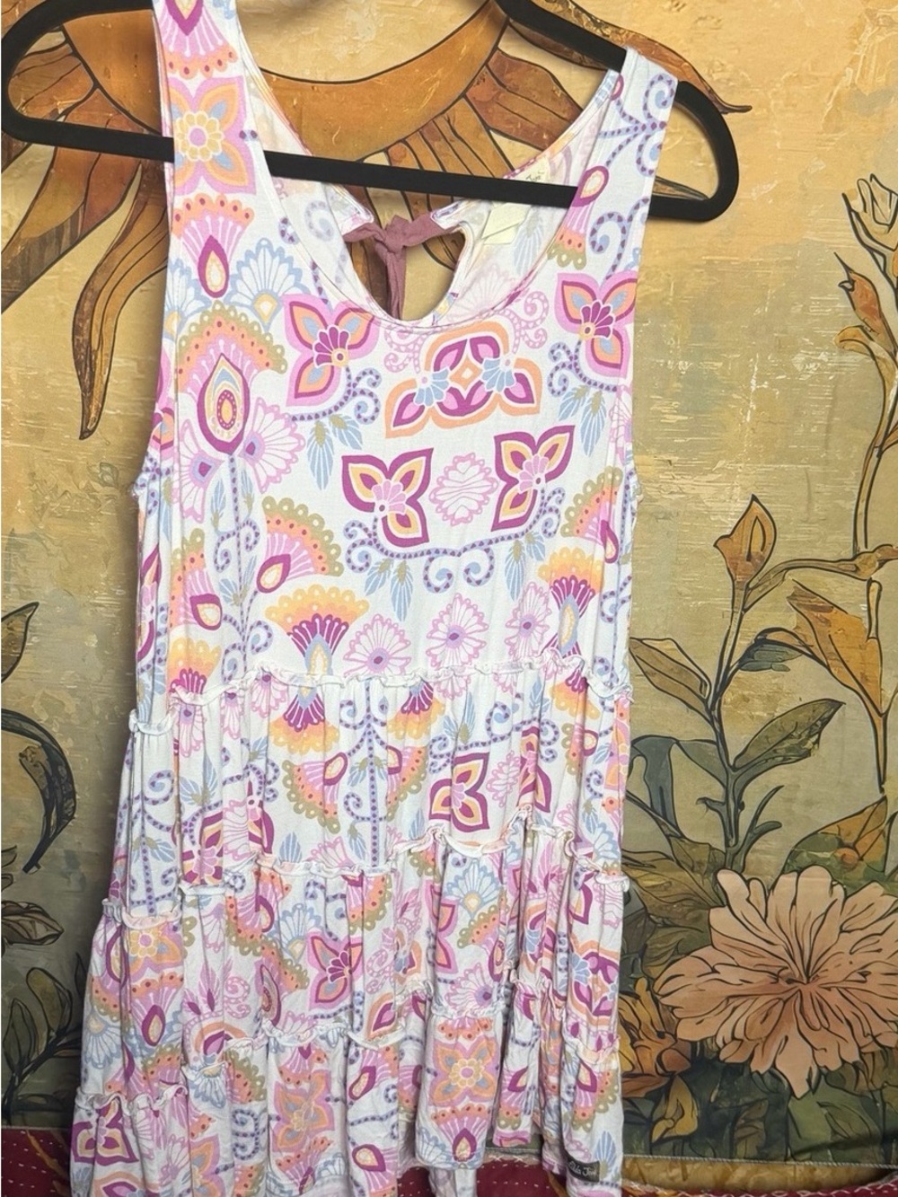Girls' Pink & White Floral Tiered Summer Dress